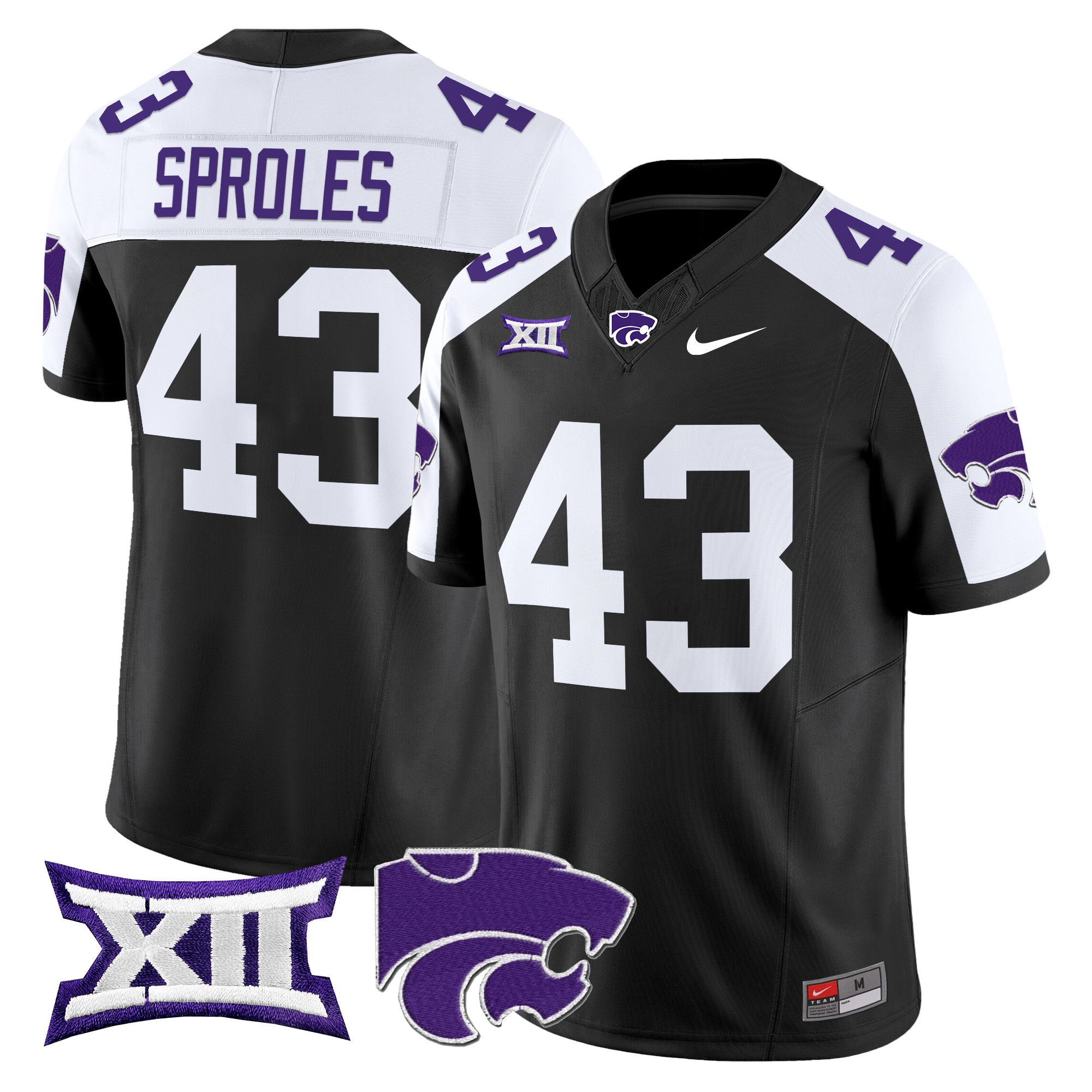 Men Kansas State Wildcats #43 Sproles Black Nike 2024 Vapor Limited NCAA Jersey->ncaa teams->NCAA Jersey